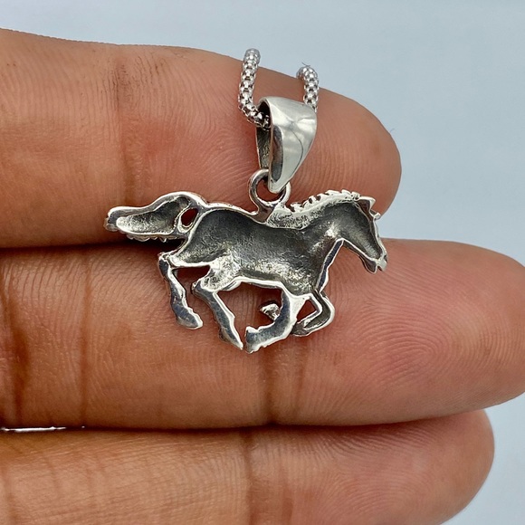 Accessories Mens Horse Necklace With Italian Rhodium Popcorn Poshmark